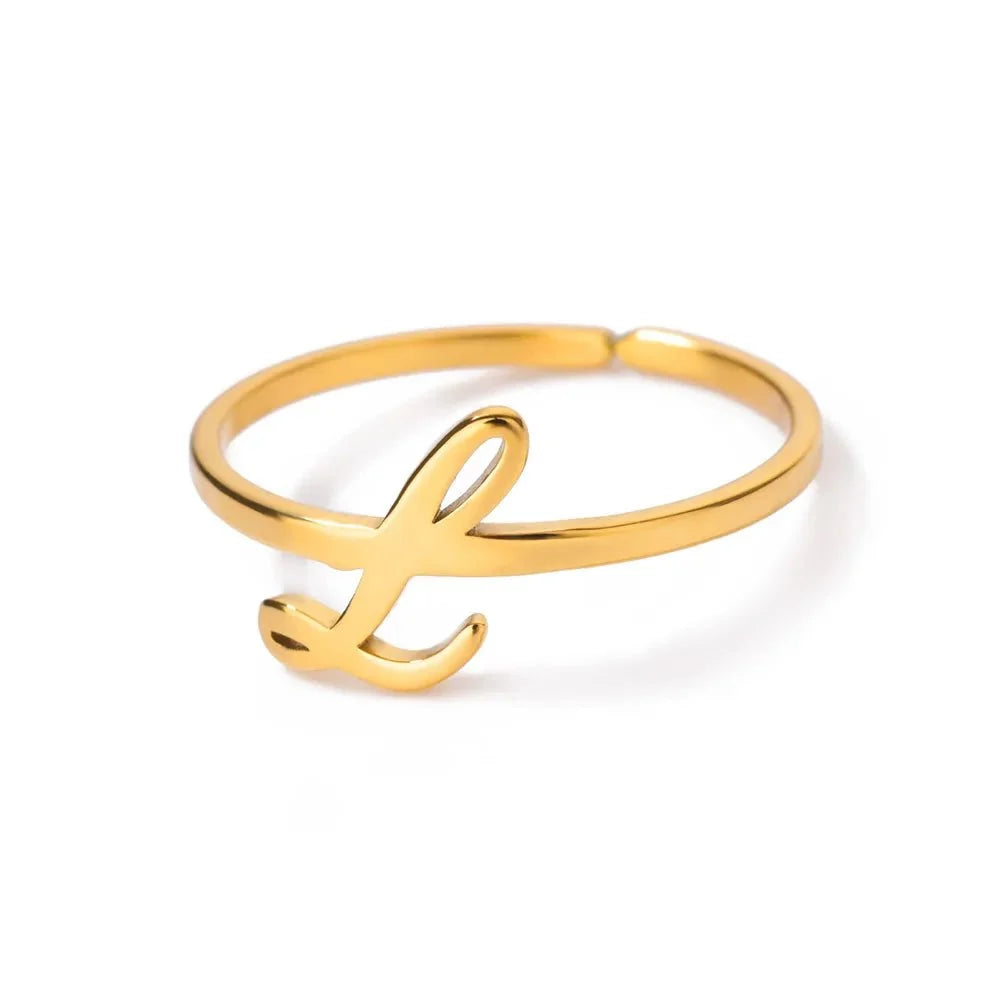 dainty adjustable classy letter initial rings