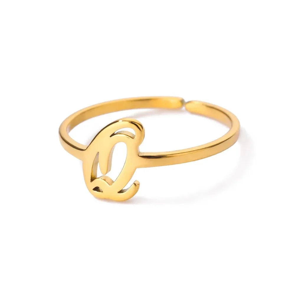 dainty adjustable classy letter initial rings