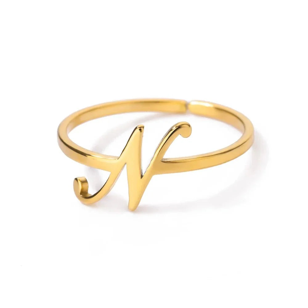 dainty adjustable classy letter initial rings