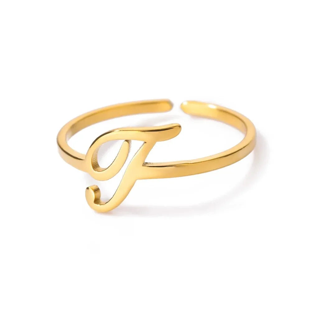 dainty adjustable classy letter initial rings