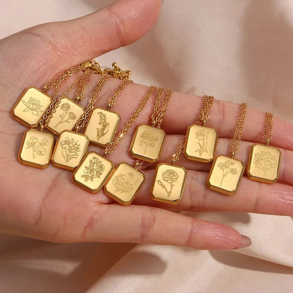 Dainty Birth Month Flower Necklace