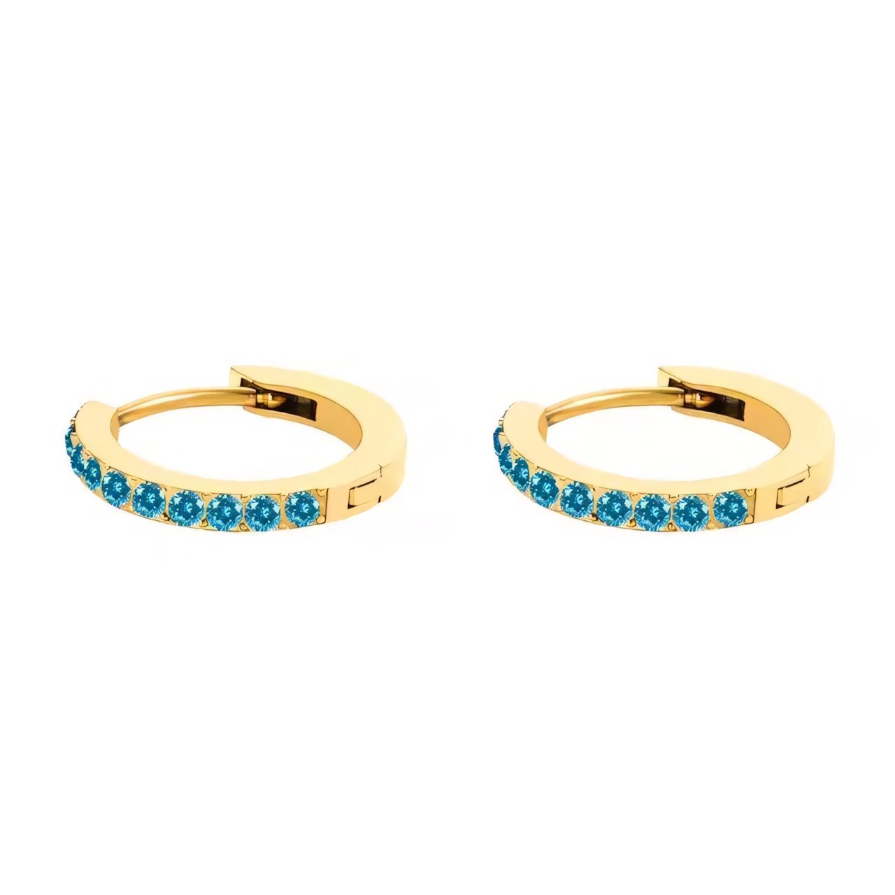 Dainty Birthstone Hoop Huggie Earrings in gold