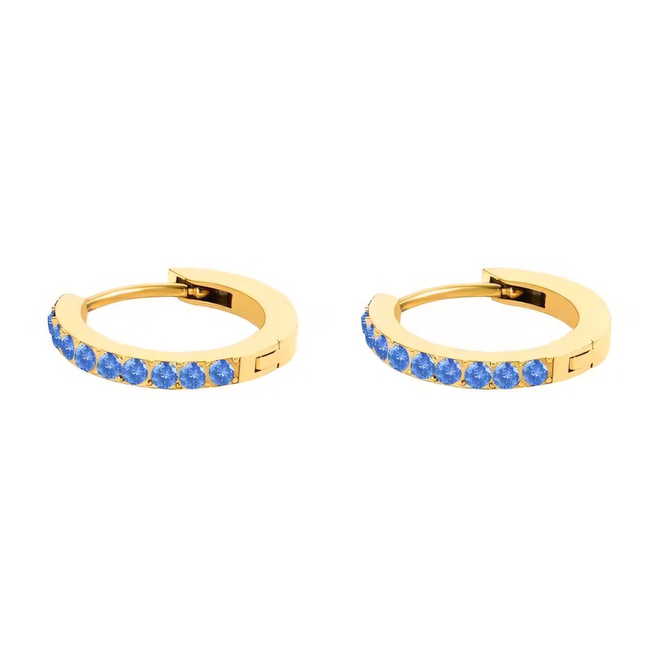 Dainty Birthstone Hoop Huggie Earrings in gold
