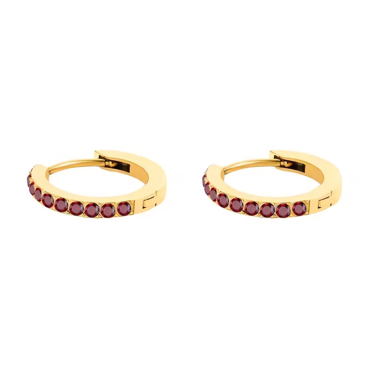 Dainty Birthstone Hoop Huggie Earrings in gold
