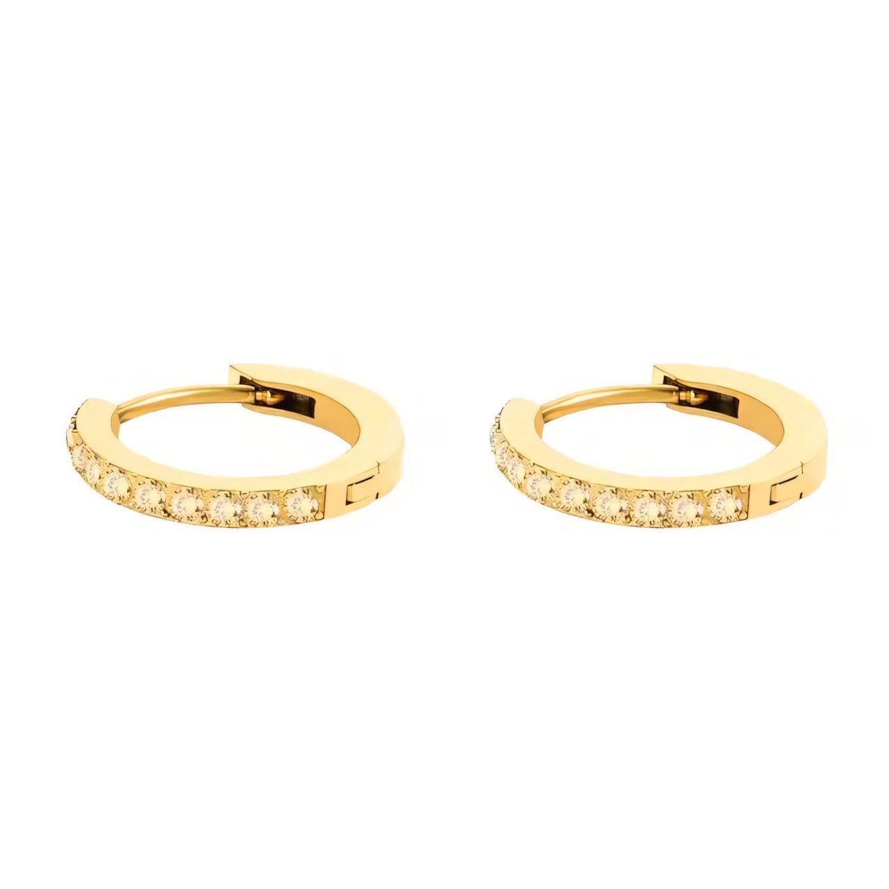 Dainty Birthstone Hoop Huggie Earrings in gold