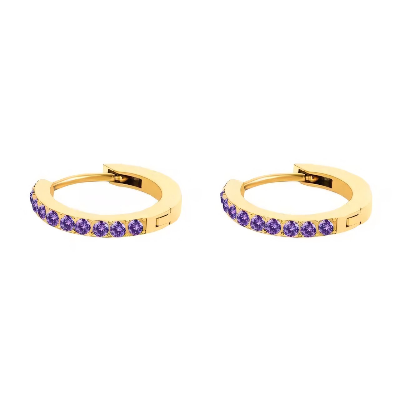 Dainty Birthstone Hoop Huggie Earrings in gold