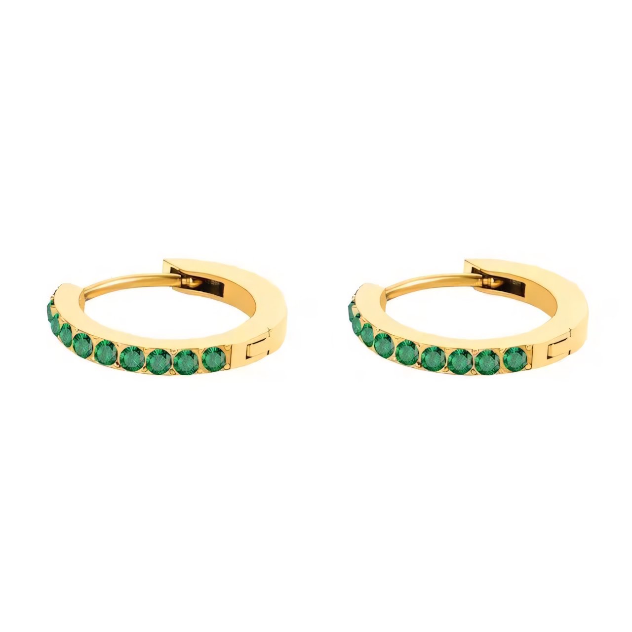 Dainty Birthstone Hoop Huggie Earrings in gold