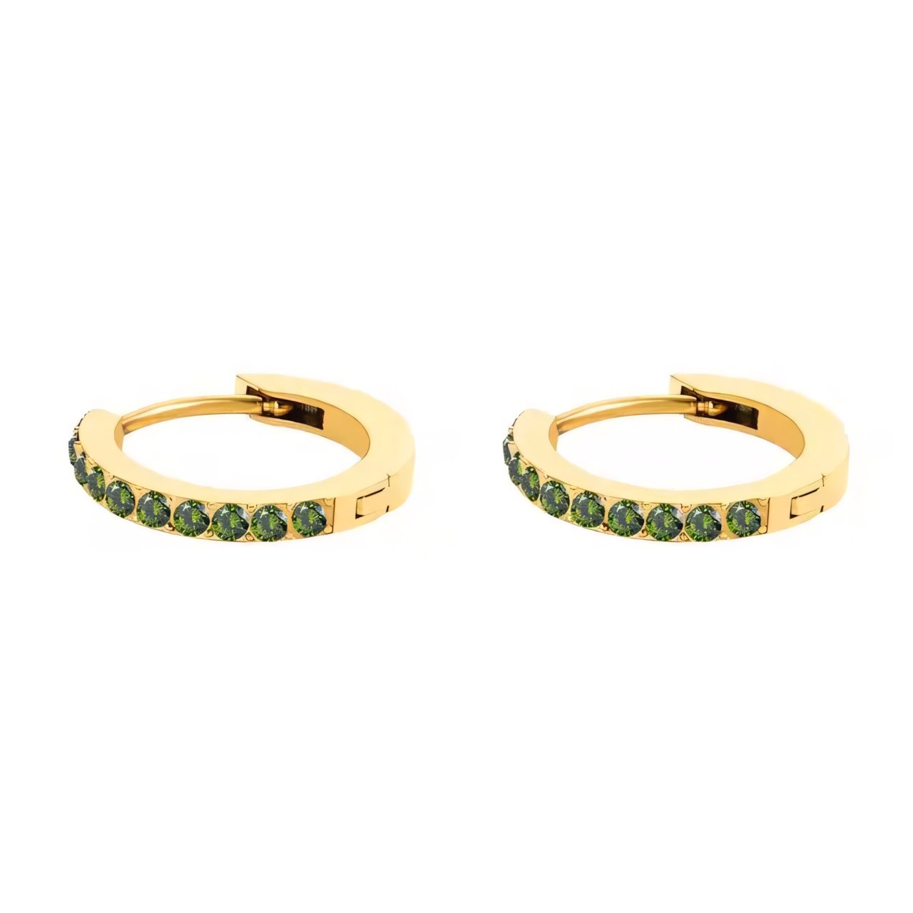 Dainty Birthstone Hoop Huggie Earrings in gold