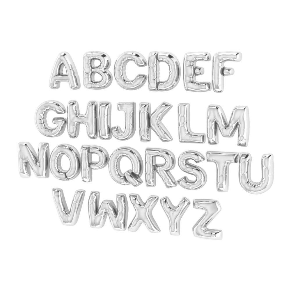 Bubble Letter Initial Necklace in silver