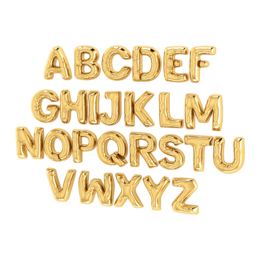 Bubble Letter Initial Necklace in gold