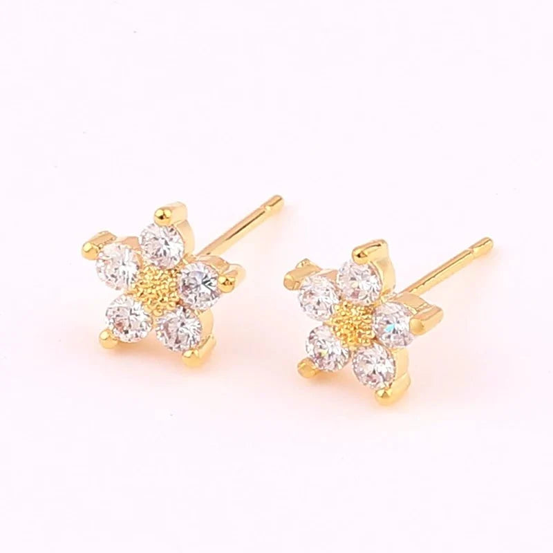 dainty diamond floral bracelets and earrings