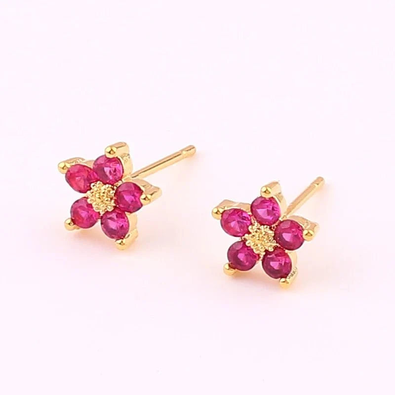 dainty diamond floral bracelets and earrings