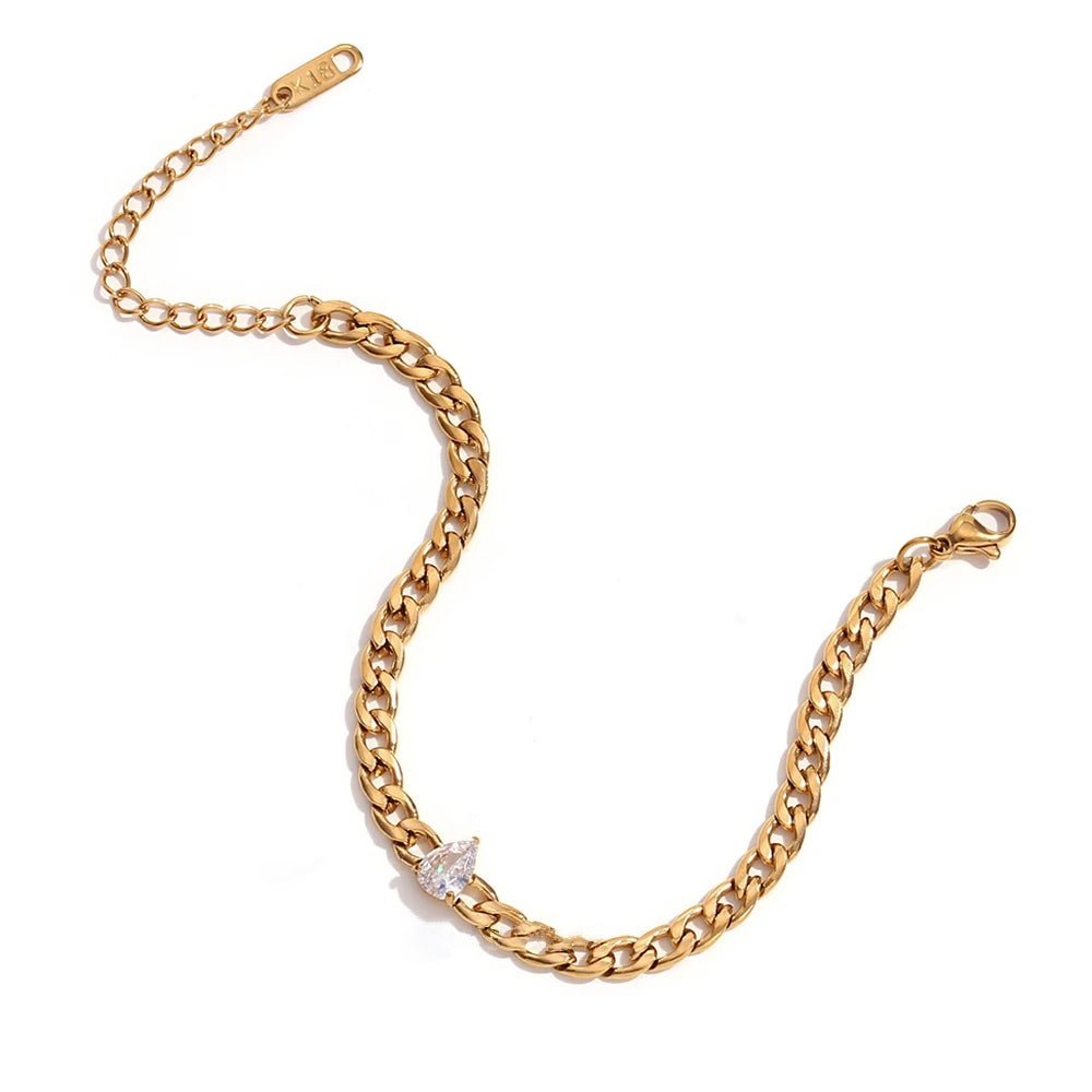 Dainty Diamond Set Gold Cuban Bracelets