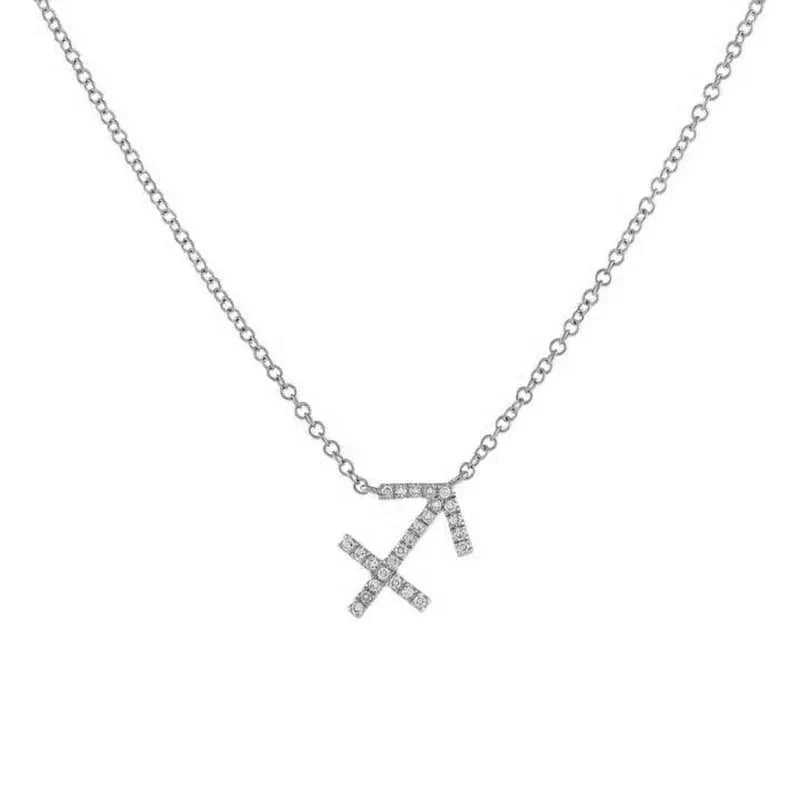 Dainty Diamond Zodiac Sign Necklace in silver