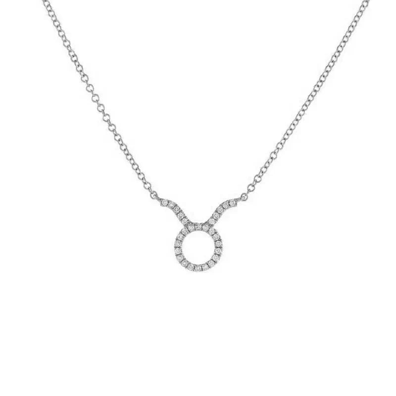 Dainty Diamond Zodiac Sign Necklace in silver