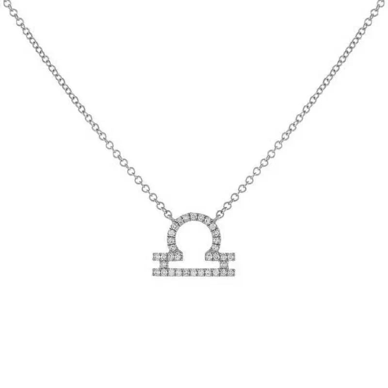 Dainty Diamond Zodiac Sign Necklace in silver
