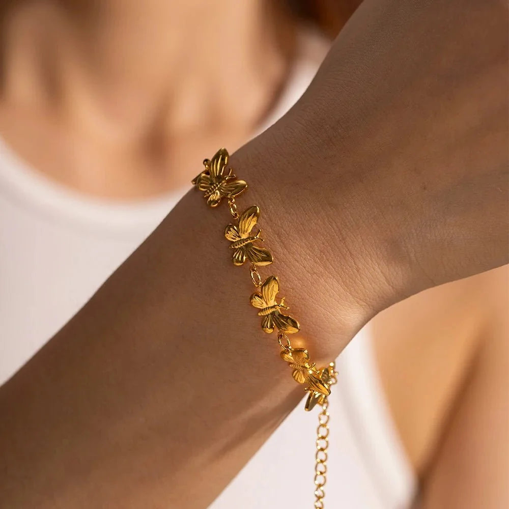 Dainty Feminine Butterfly Wrapped Bracelet