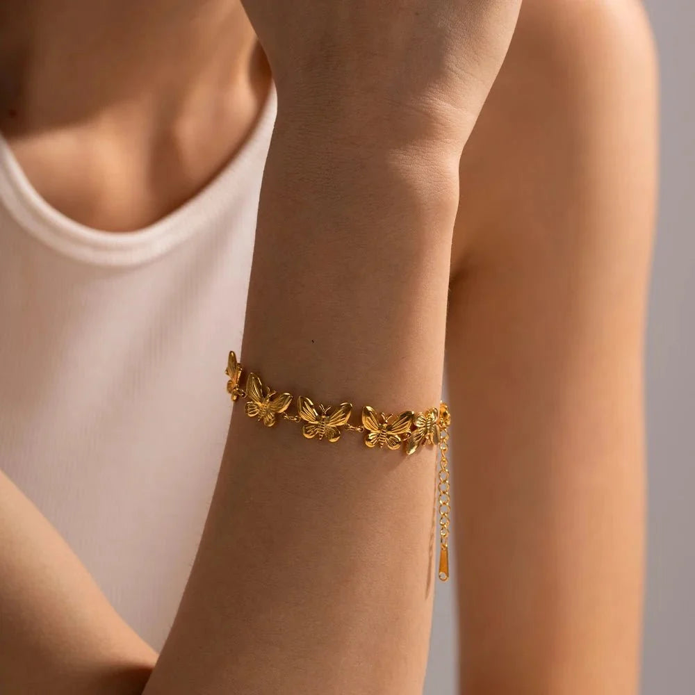 Dainty Feminine Butterfly Wrapped Bracelet