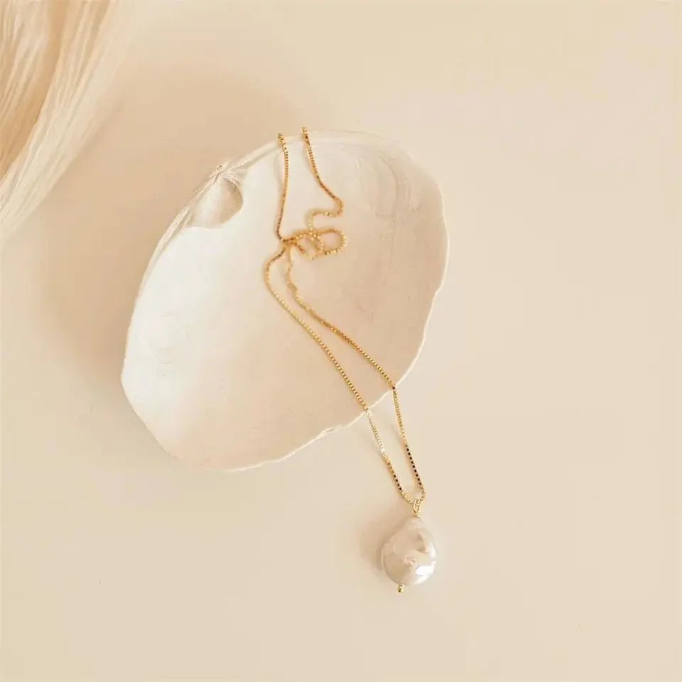 Dainty Flat Pearl Necklace