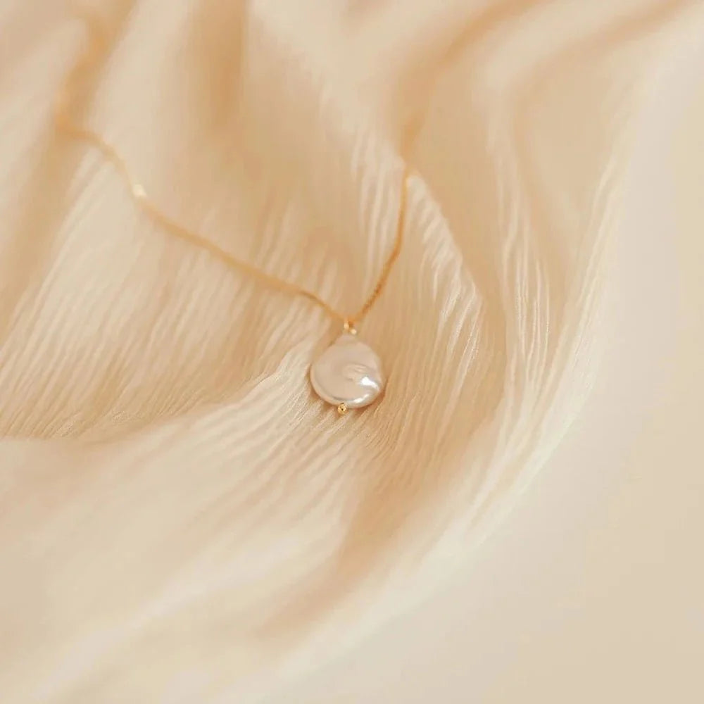 Dainty Flat Pearl Necklace
