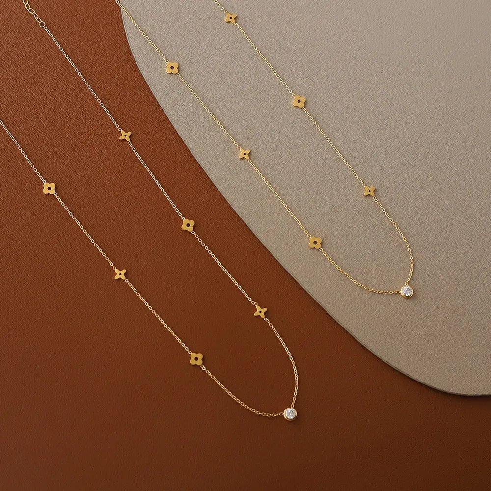 Dainty Floral Diamond Centerpiece Necklace