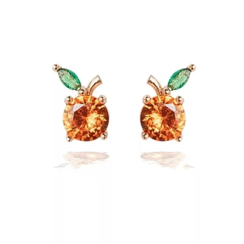 dainty fruit hoop stud earrings