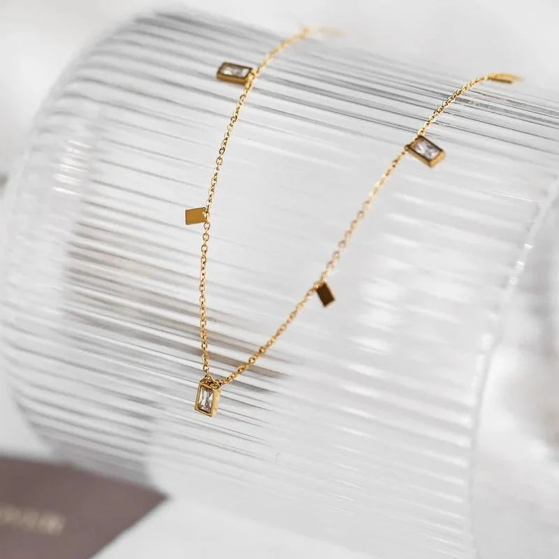 Dainty Rectangle Diamond Choker