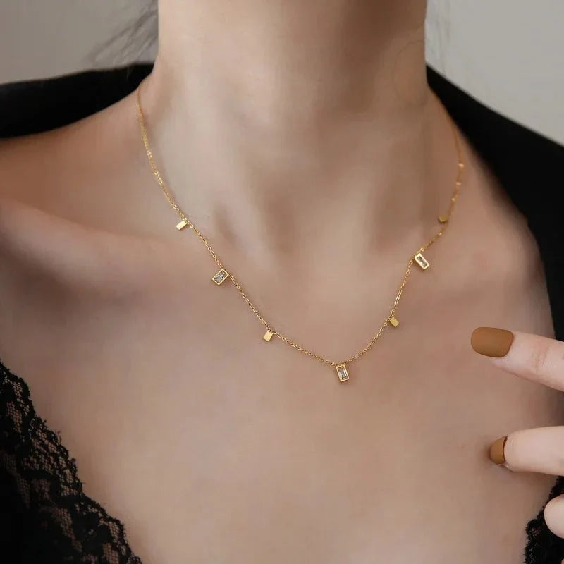 Dainty Rectangle Diamond Choker