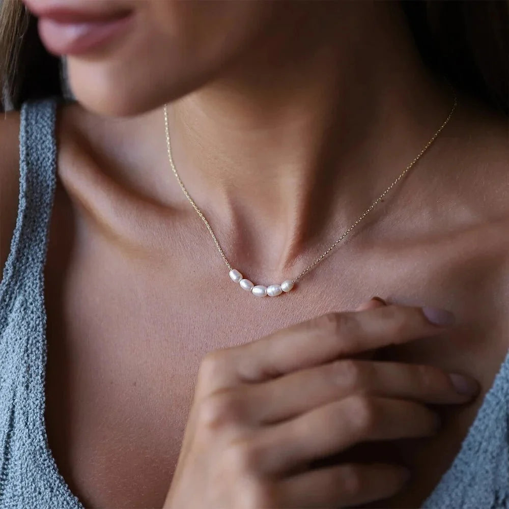 Dainty Strung Beaded Chain Necklace