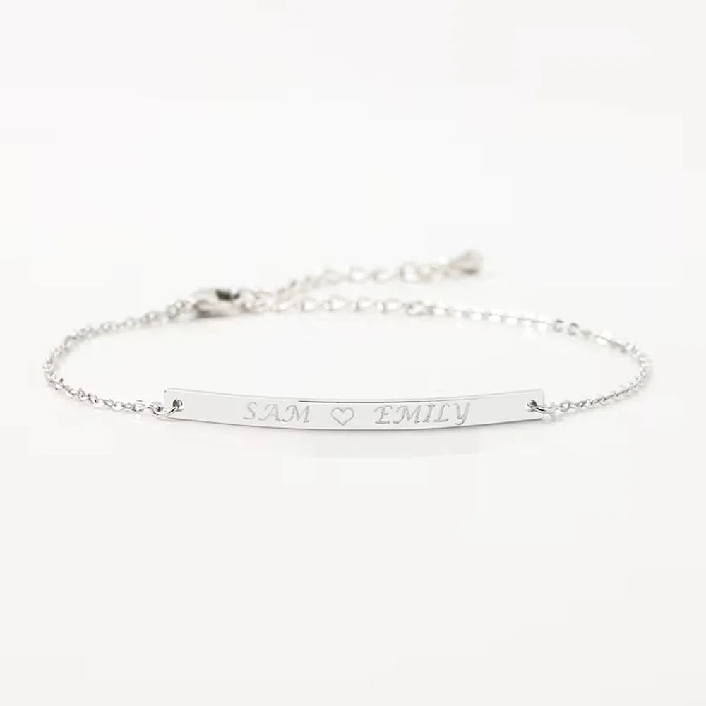 Dainty Thin Engraving Bracelet in silver