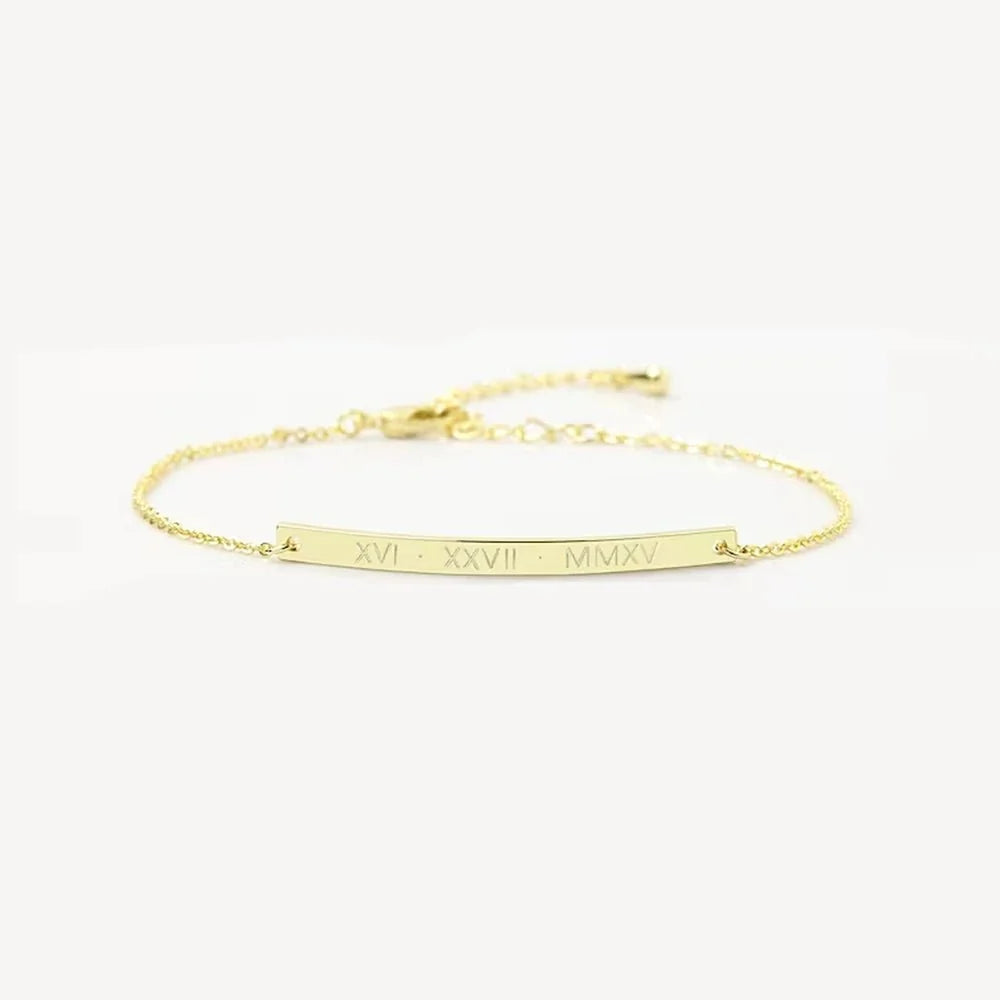 Dainty Thin Engraving Bracelet in gold