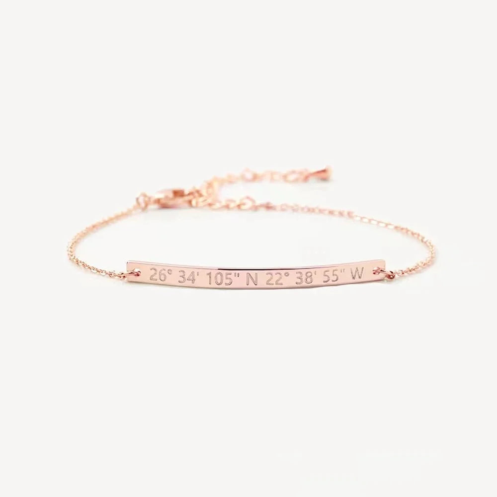 Dainty Thin Engraving Bracelet in rose gold