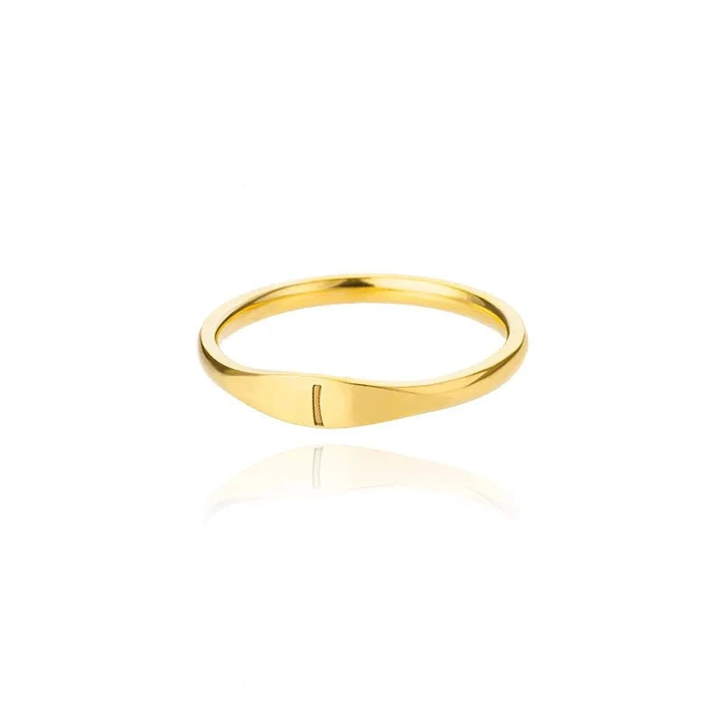 Dainty Thin Letter Initial Ring in gold