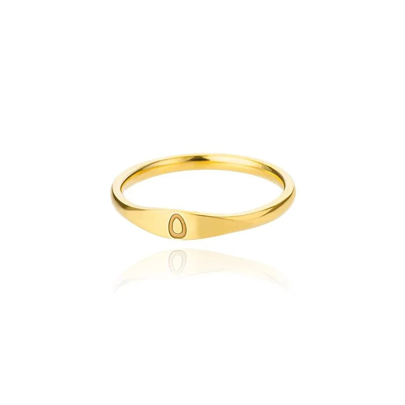 Dainty Thin Letter Initial Ring in gold