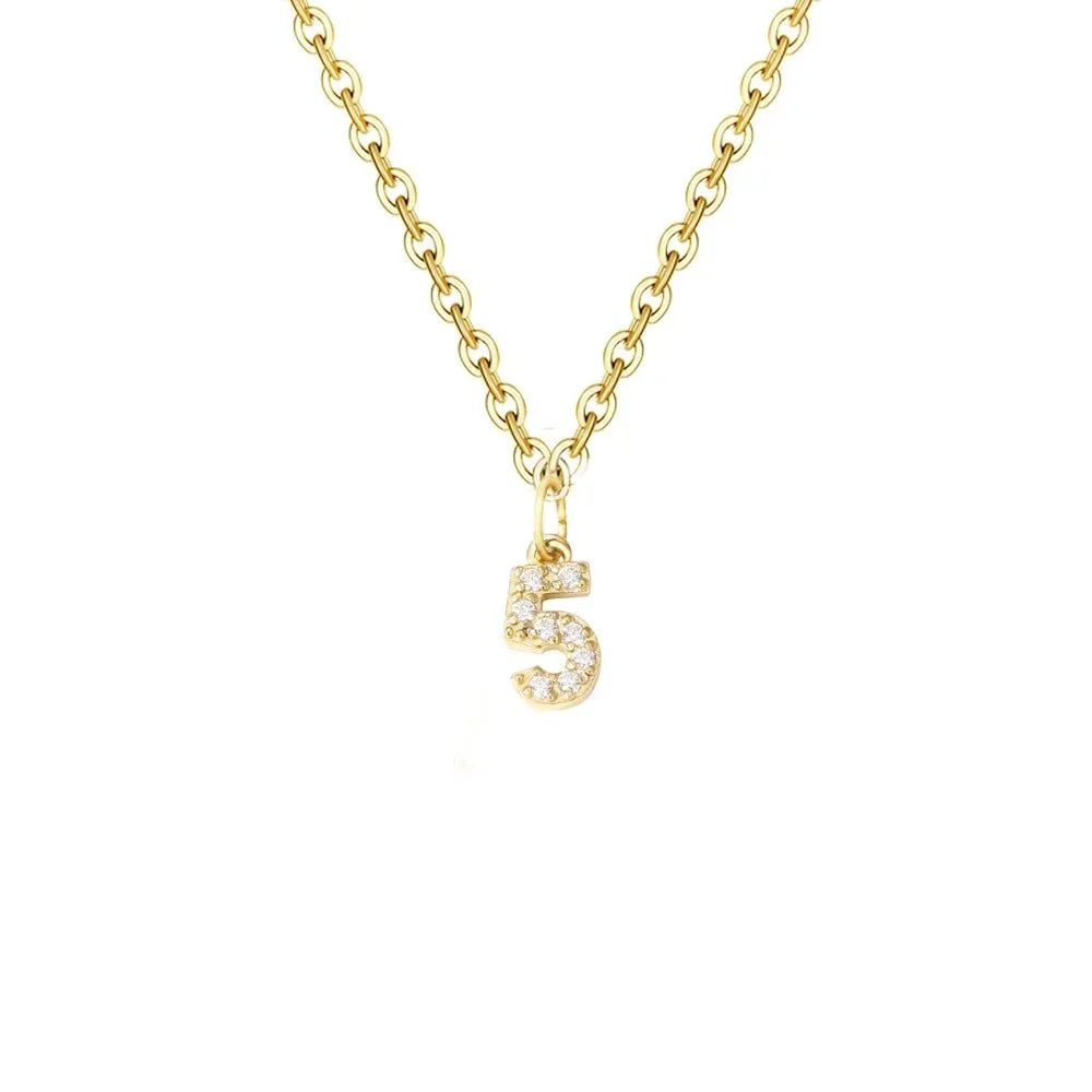 dainty zircon letter initial number symbol chain necklace
