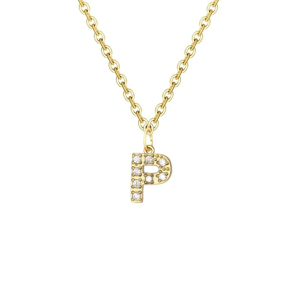 dainty zircon letter initial number symbol chain necklace