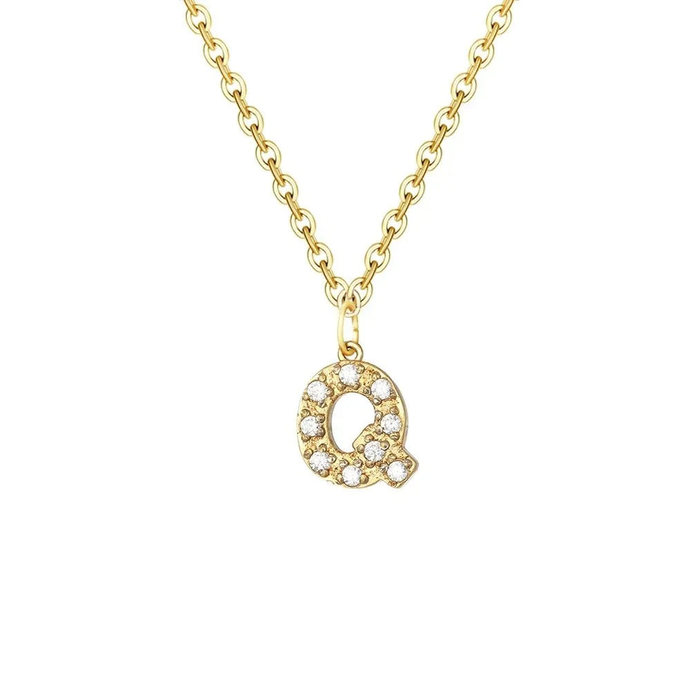 dainty zircon letter initial number symbol chain necklace
