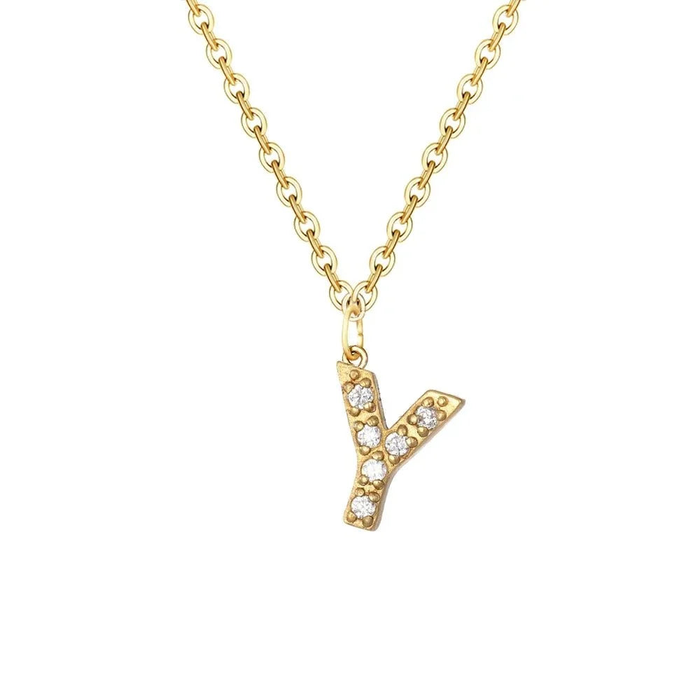 dainty zircon letter initial number symbol chain necklace