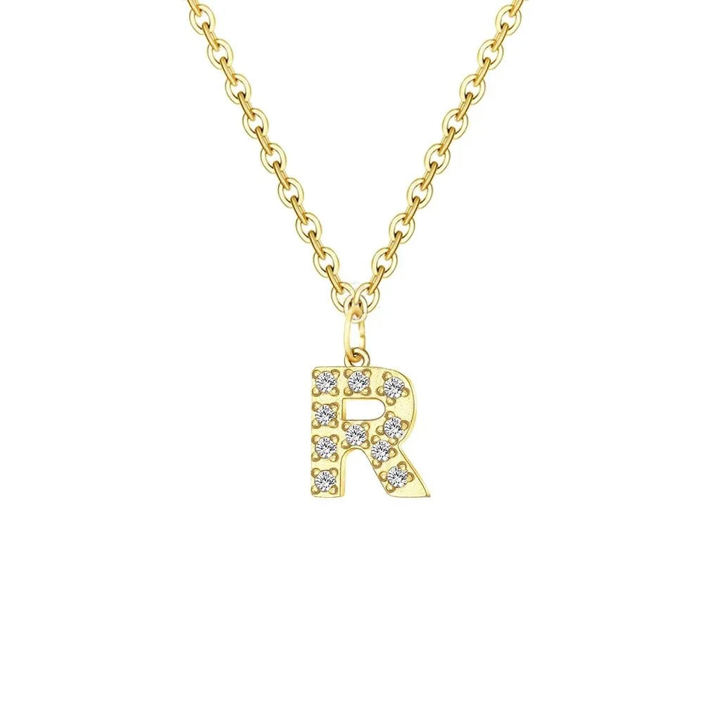 dainty zircon letter initial number symbol chain necklace