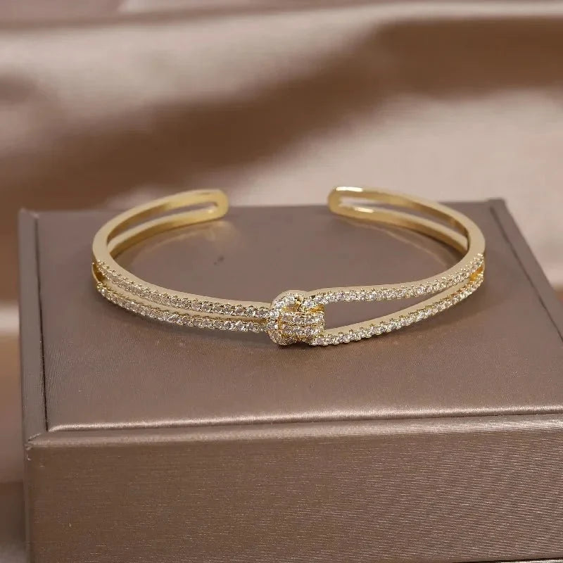 Diamond Knot Cuff Bracelet in gold