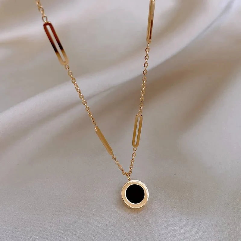 Double Sided Roman Numeral Pendant Necklace