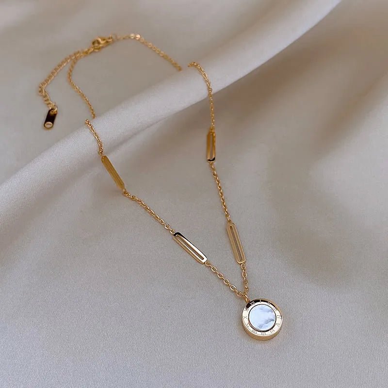 Double Sided Roman Numeral Pendant Necklace