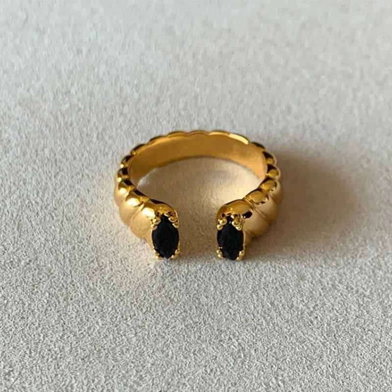 Dual Diamond Wrapped Rings in black