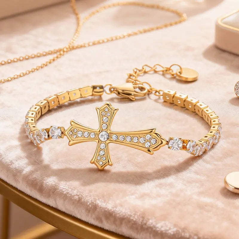 Statement Cross Tennis Bracelet