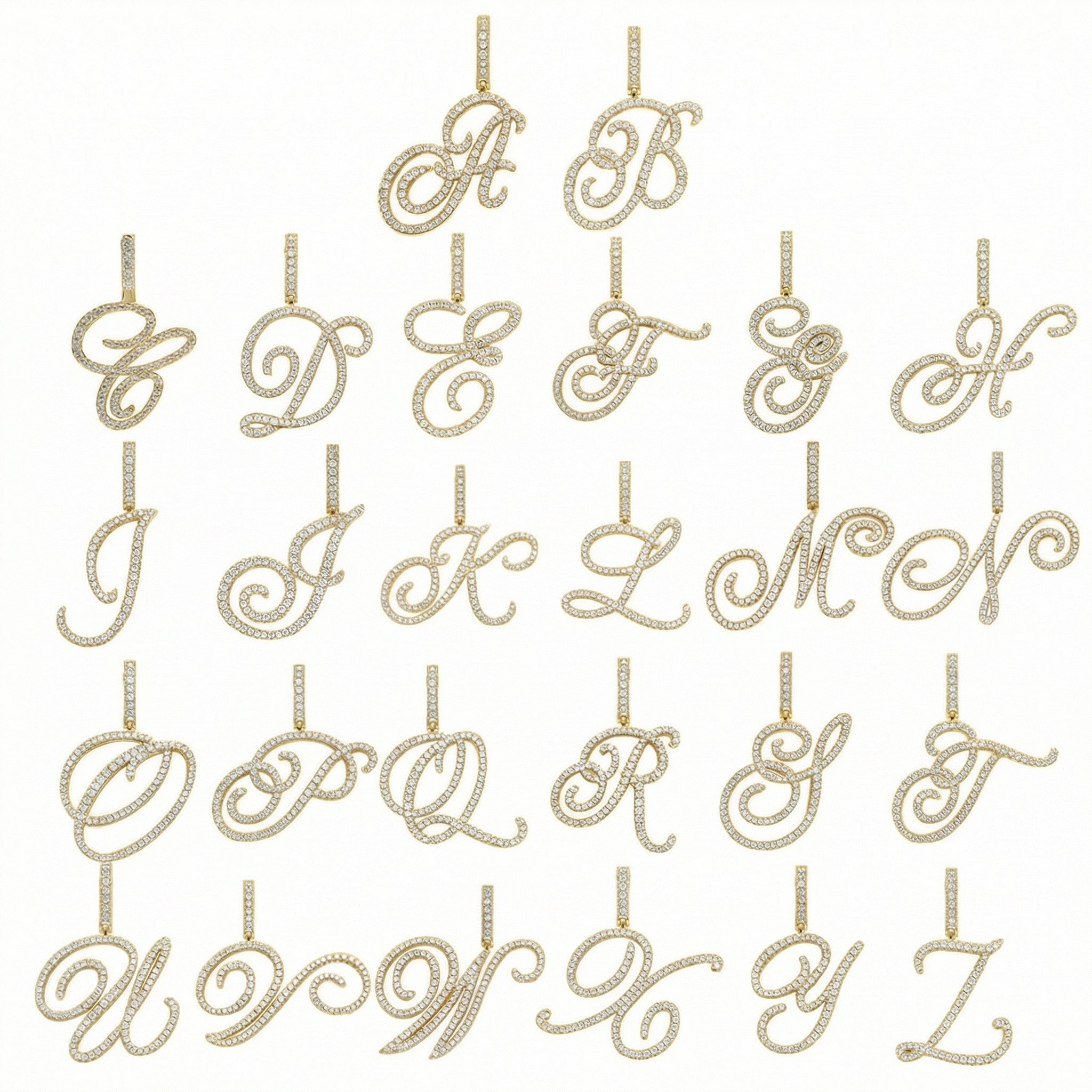Luxe Cursive Diamond Accented Initial Necklace in gold