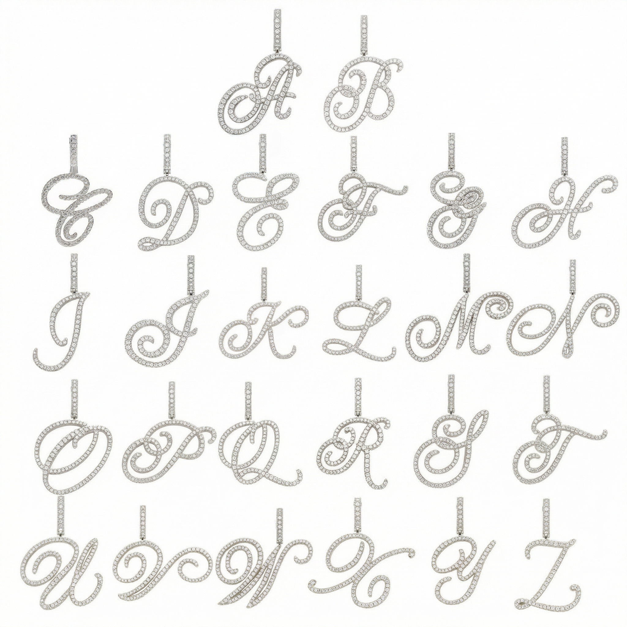 Luxe Cursive Diamond Accented Initial Necklace in silver