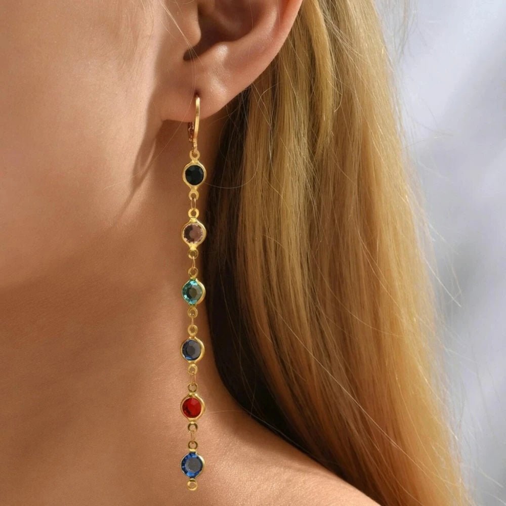 Gem Drop Hoop Earrings in colorful