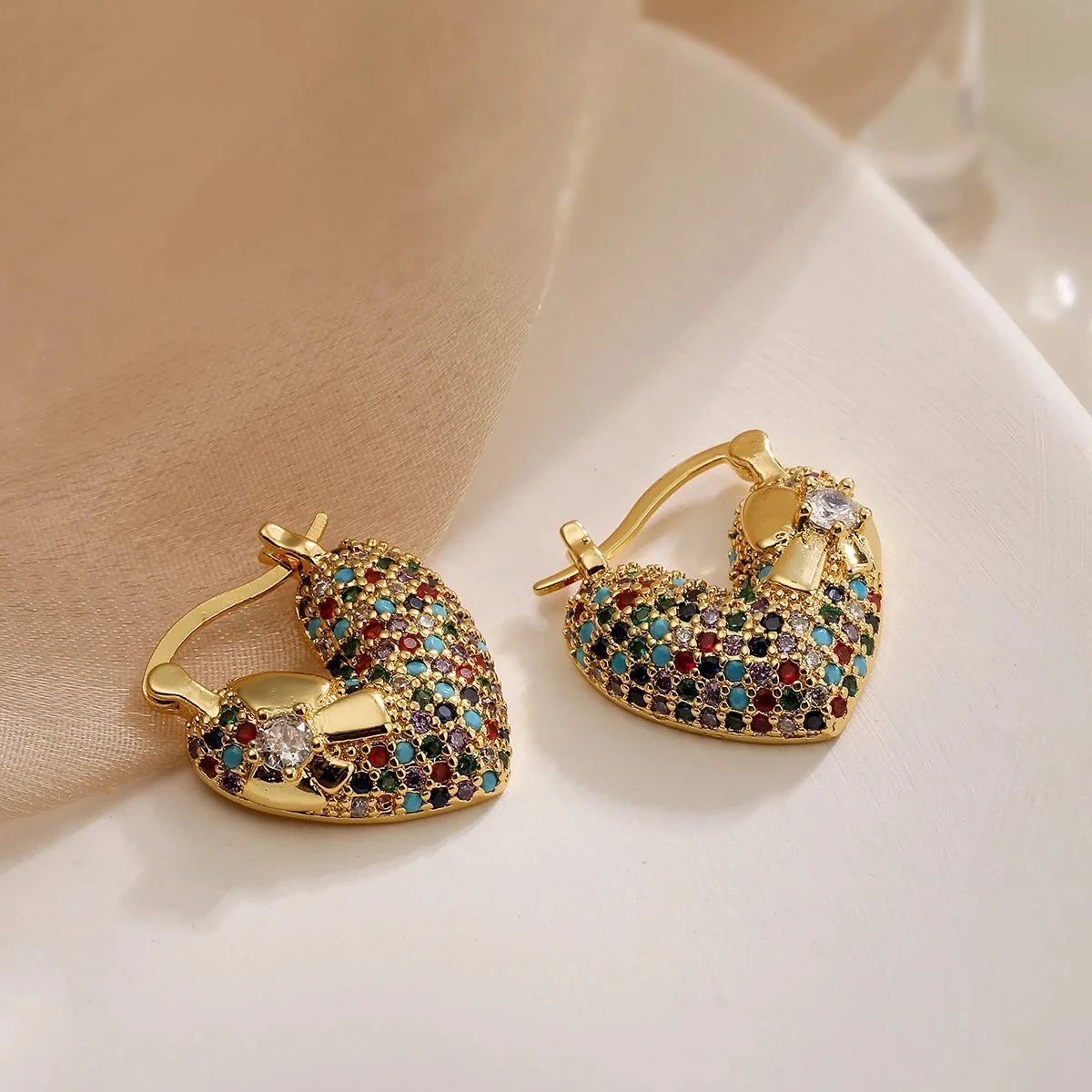 Glamorous Diamond Heart Earrings