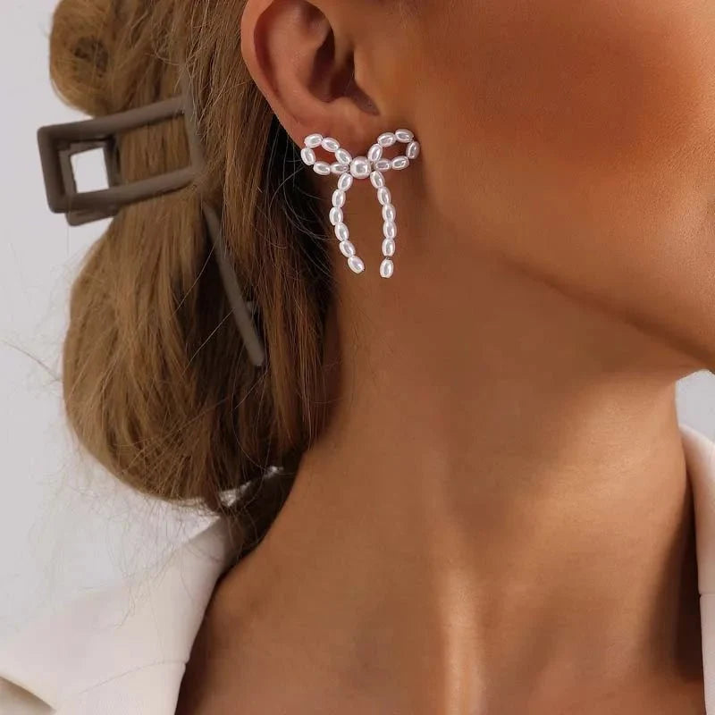 Iconic Dainty Pearl Bow Earrings