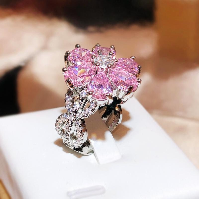 Statement Pink Floral Ring